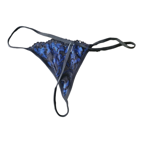Avidlove Blue and Black 3-Piece Bra, Garter, and G-String Sexy Lace Lingerie, L - Picture 9 of 15
